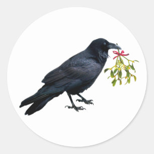 Raven with Mistletoe Stickers