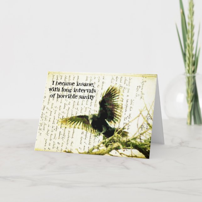 Raven With Poe Quote and Handwritting Card (Front)