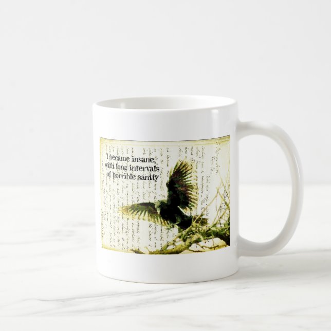Raven With Poe Quote and Handwritting Coffee Mug (Right)