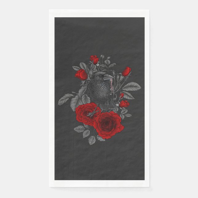Raven with the key and roses napkin (Front)