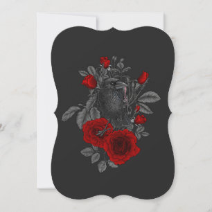 Raven with the key and roses thank you card