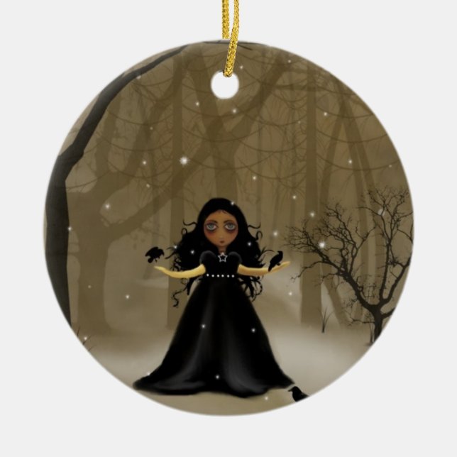 Raven Wood Christmas Ceramic Tree Decoration (Front)