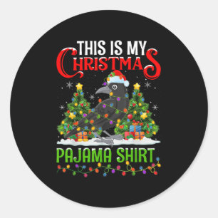 Raven Xmas Lights This Is My Christmas Pajama  Classic Round Sticker