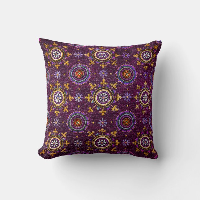 RAVENNA BYZANTINE MOSAICS,STAR,PURPLE STARRY NIGHT CUSHION (Front)