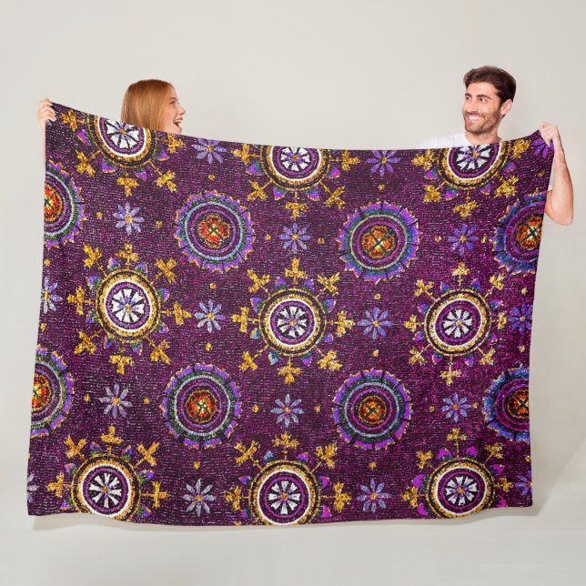 RAVENNA BYZANTINE MOSAICS,STAR PURPLE STARRY NIGHT FLEECE BLANKET (In Situ)