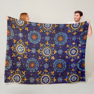 RAVENNA BYZANTINE MOSAICS,STARS,BLUE STARRY NIGHT FLEECE BLANKET