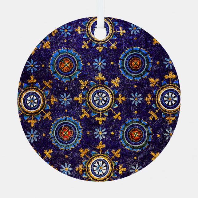 RAVENNA BYZANTINE MOSAICS,STARS,BLUE STARRY NIGHT METAL TREE DECORATION (Front)