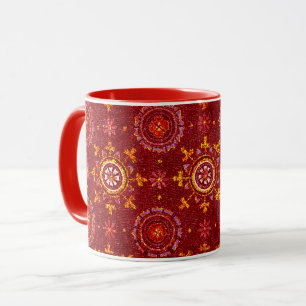 RAVENNA BYZANTINE MOSAICS,STARS,RED STARRY NIGHT MUG