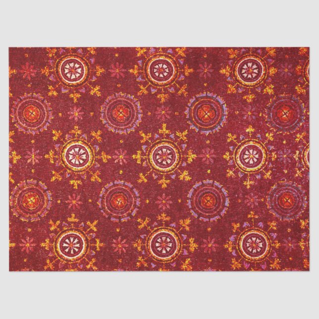 RAVENNA BYZANTINE MOSAICS,STARS,RED STARRY NIGHT TISSUE PAPER (Front)