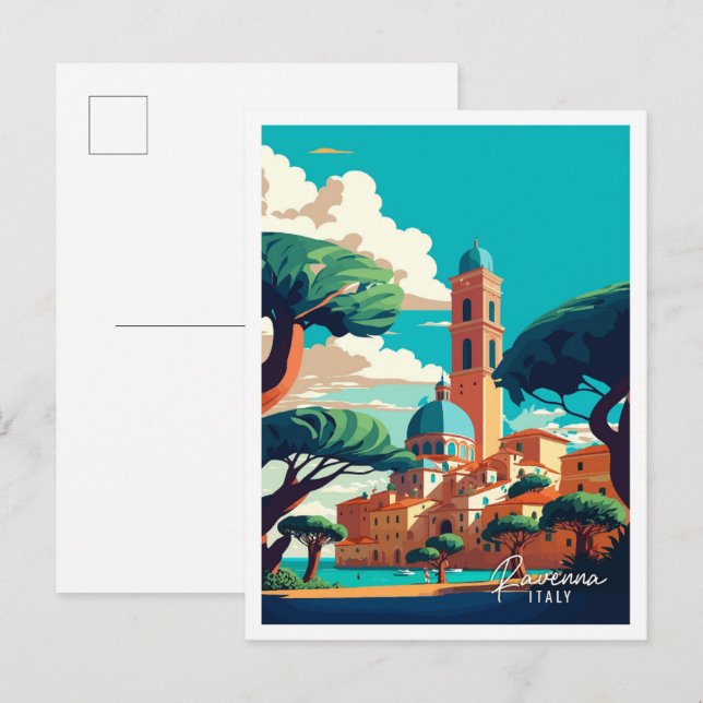 Ravenna Italy Art vintage travel illustration Postcard (Front/Back)