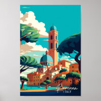 Ravenna Italy Art vintage travel illustration