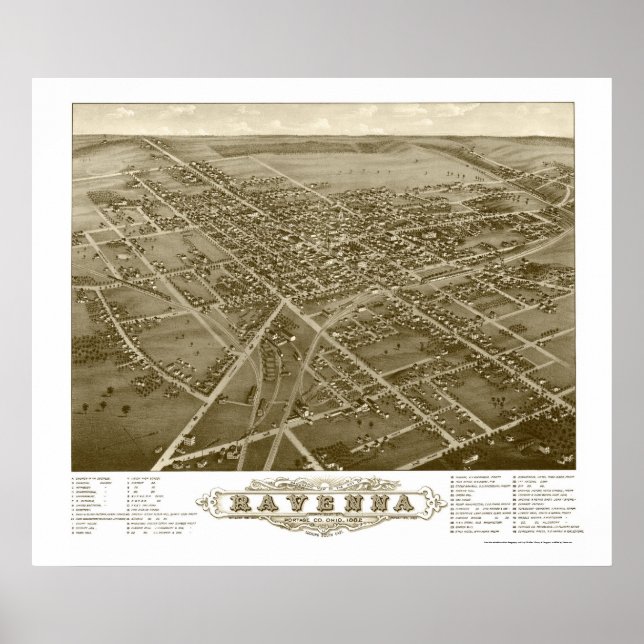 Ravenna, OH Panoramic Map - 1882 Poster (Front)