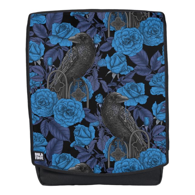 Ravens and  blue roses backpack (Front)