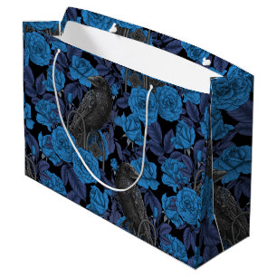 Ravens and  blue roses large gift bag