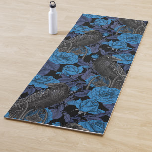 Ravens and  blue roses yoga mat