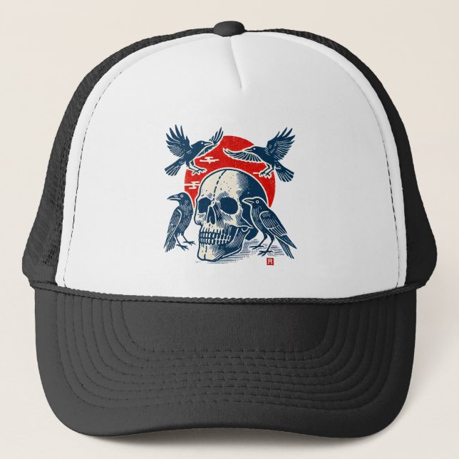 Ravens and Skull  Trucker Hat (Front)