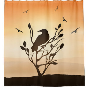 Ravens at Sunset Shower Curtain Home Decor