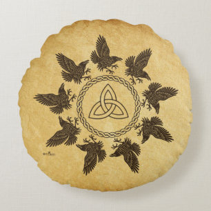 Ravens Circle Dance Round Cushion