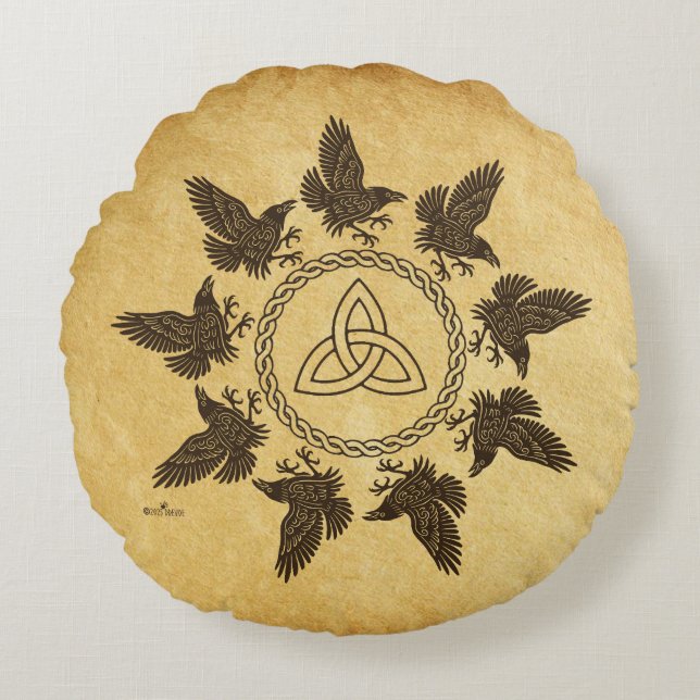 Ravens Circle Dance Round Cushion (Front)