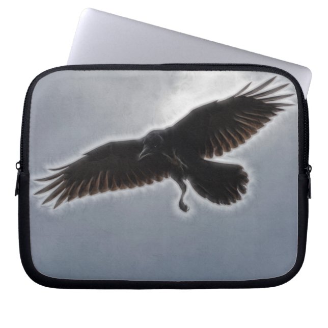 Raven's Descent Fractal Print Laptop Sleeve (Front)