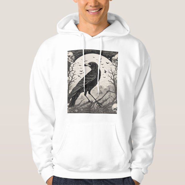 Raven's Embrace: A Dance of Skulls and Roses Hoodie (Front)