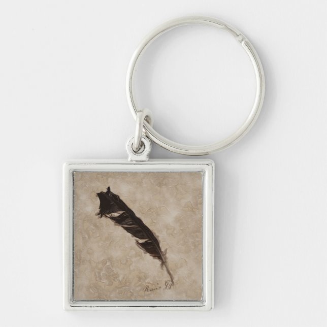 Raven's Feather Bird-lover Crow design Key Ring (Front)