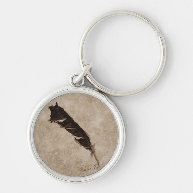 Raven's Feather Bird-lover Crow design Key Ring (Front)