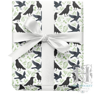 Ravens Gift Wrapping Paper in White