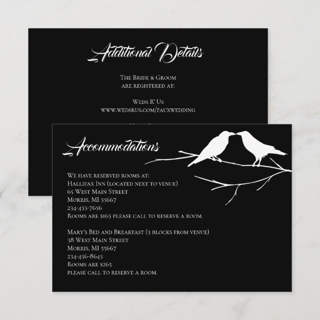 Ravens Gothic Wedding Enclosure Card (Front/Back)
