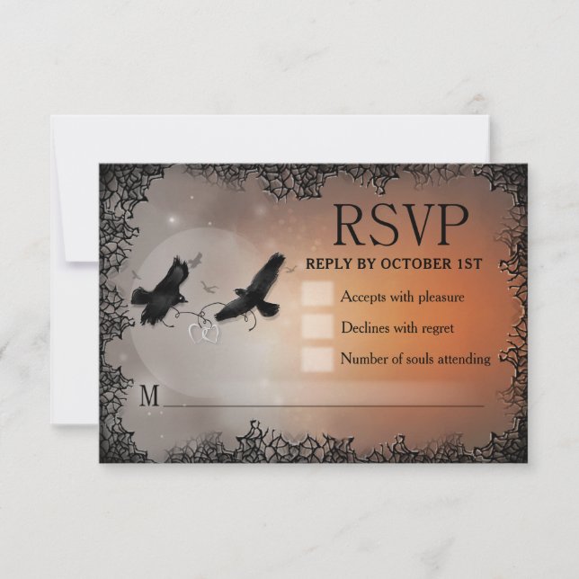 Ravens Halloween RSVP 3.5x5 Matching Reply Card (Front)