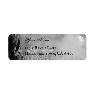 Ravens Haunted Full Moon Editable Return Address