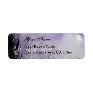 Ravens Haunted Moon Editable Purple Return Address