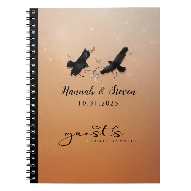 Ravens & Hearts Halloween Wedding Guestbook Notebo Notebook (Front)