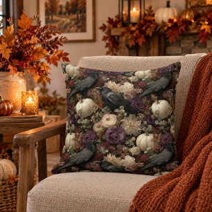 Ravens in a Midnight Garden Cushion