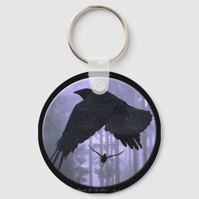"RAVENS IN THE MIST" Fantasy Art Key-chain Key Ring (Front)