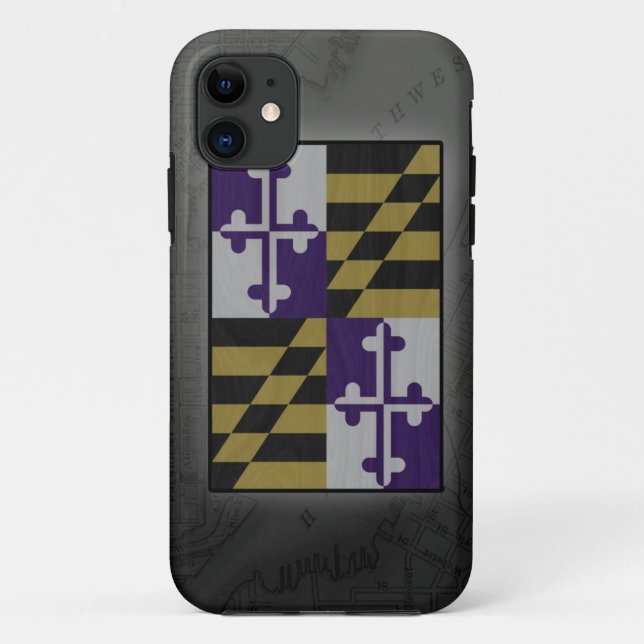 ravens maryland flag inner harbour map iphone case (Back)