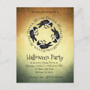 Ravens Never More Halloween Party Invitation Postcard