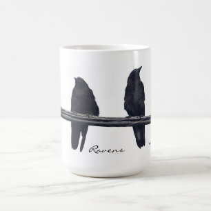 "RAVENS ON A WIRE" Corvids Wildlife Mug