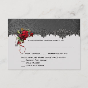 Ravens Red Roses Grey Black Damask RSVP