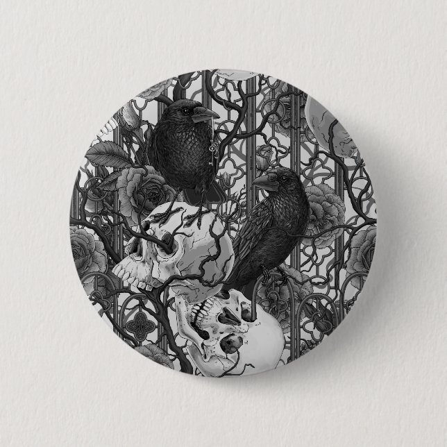 Raven's secret. Dark and moody gothic illustration 6 Cm Round Badge (Front)