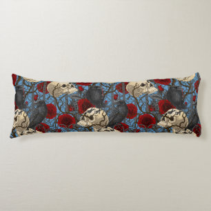 Raven's secret. Dark and moody gothic illustration Body Cushion