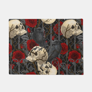 Raven's secret. Dark and moody gothic illustration Doormat