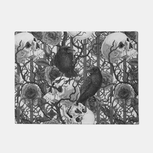 Raven's secret. Dark and moody gothic illustration Doormat (Front)