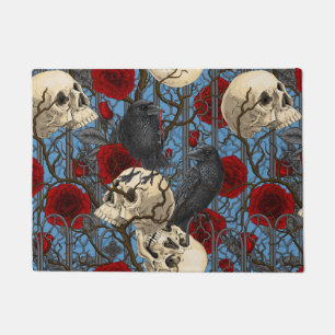 Raven's secret. Dark and moody gothic illustration Doormat