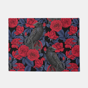 Raven's secret. Dark and moody gothic illustration Doormat