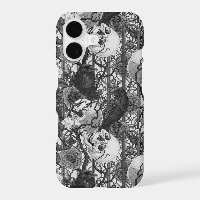 Raven's secret. Dark and moody gothic illustration iPhone Case (Back)
