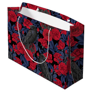 Raven's secret. Dark and moody gothic illustration Large Gift Bag
