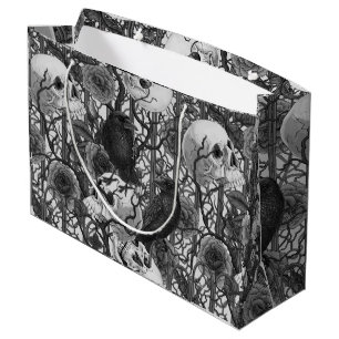 Raven's secret. Dark and moody gothic illustration Large Gift Bag