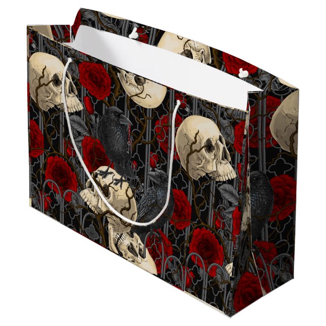 Raven's secret. Dark and moody gothic illustration Large Gift Bag (Back Angled)
