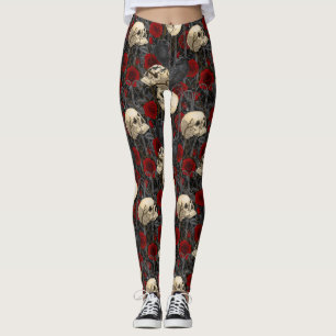 Raven's secret. Dark and moody gothic illustration Leggings